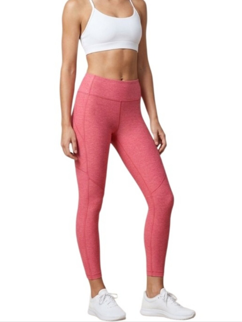 OUTDOOR VOICES $88 Heathered Pink Textured Compression 7/8 Warmup Leggings